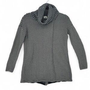 Cabi‎ Waterfall Cardigan XXS Black White Striped Open Knit Drape Sweater EUC